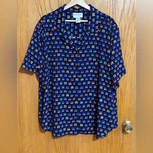 E.L.C.C. Women’s‎ 2xL Colorful Patterned Short Sleeve Shirt sailboats